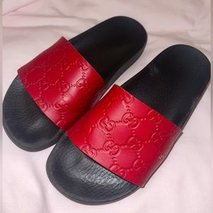 Gucci Red Leather Slide